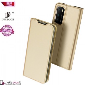 Dux Ducis dirbtinės odos atverčiamas dėklas - auksinės spalvos (Xiaomi Redmi 9T/Poco M3)